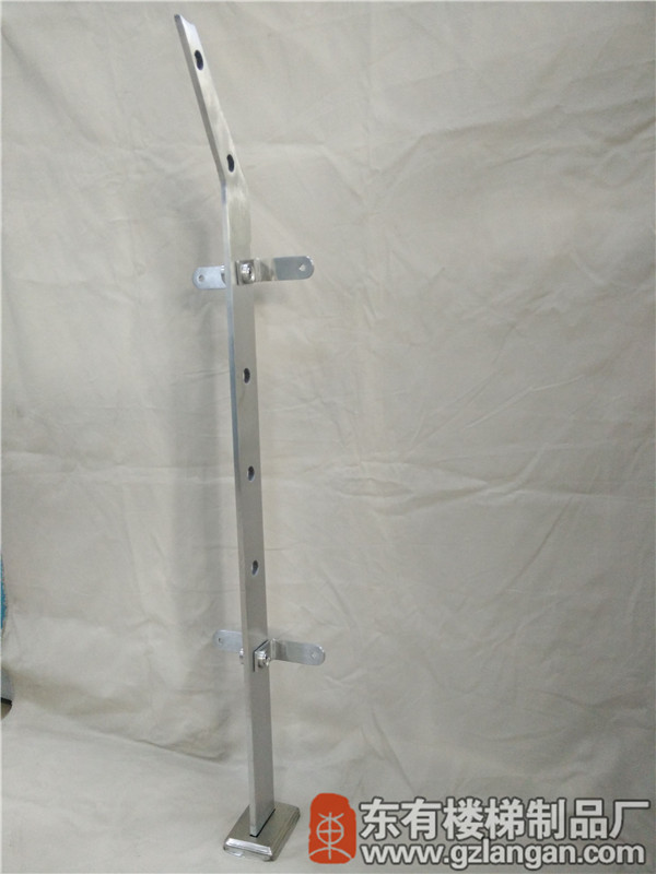 楼梯单扁玻璃不锈钢立柱DY-8135（45度侧视）