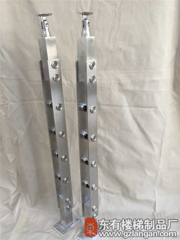 钛金双管穿孔不锈钢扶手立柱DY-8164（45度侧视）