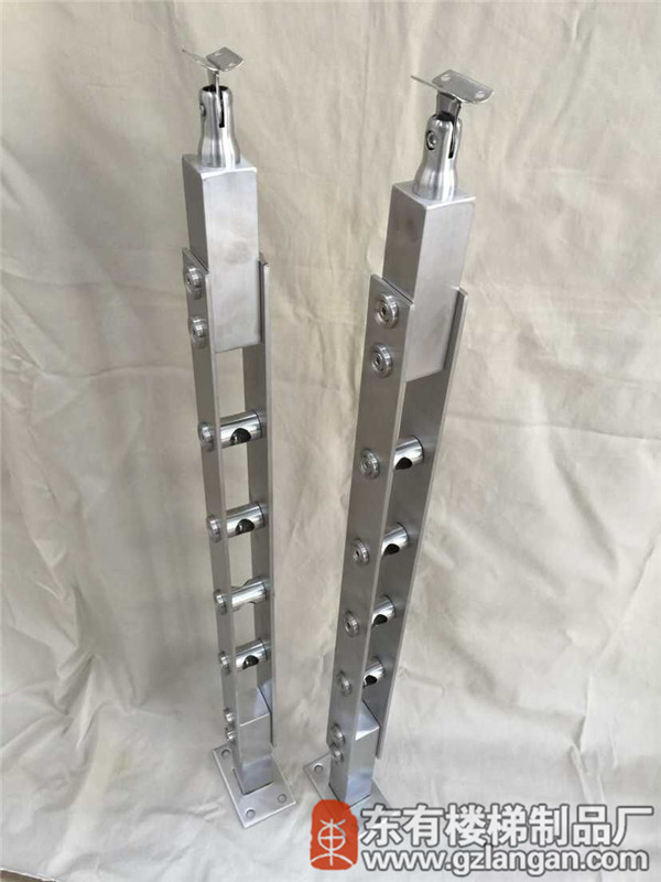 钛金双管穿孔不锈钢扶手立柱DY-8164（侧视图）