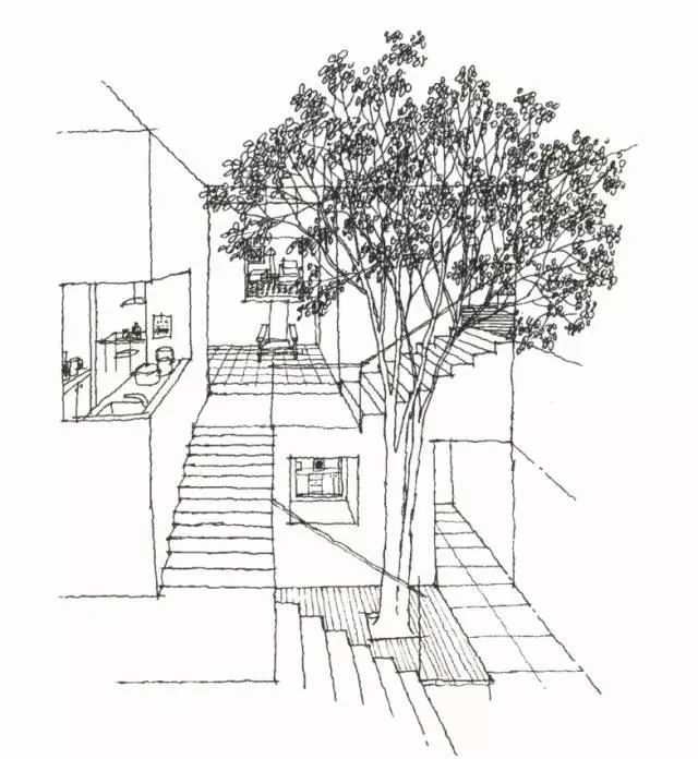 环绕天井的旋转楼梯