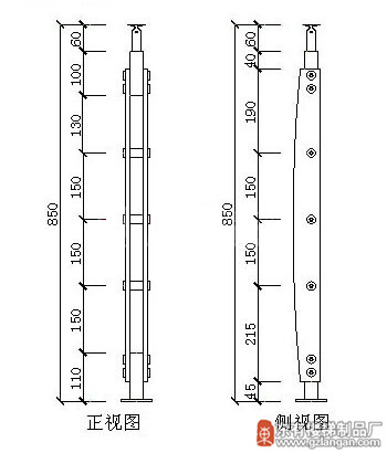 穿管不锈钢栏杆立柱(DY-8106)CAD图