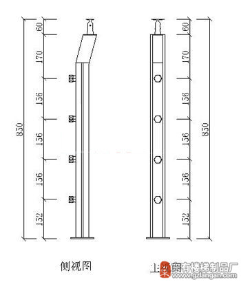 双扁不锈钢工艺穿管栏杆立柱(DY-8133)CAD图