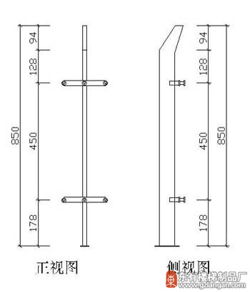 最新单扁玻璃不锈钢楼梯栏杆立柱(DY-8134)CAD图