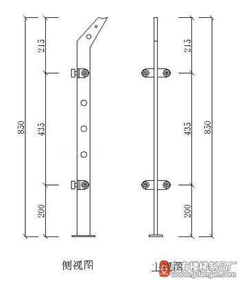 阳台单扁玻璃不锈钢立柱(DY-8135)CAD图