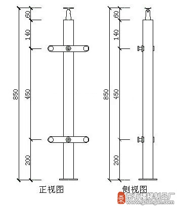 镀钛管状玻璃不锈钢栏杆(DY-8184)CAD图
