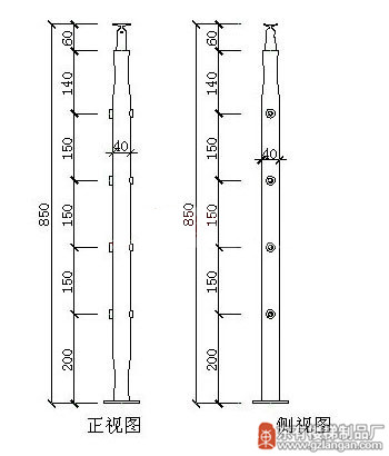 管状穿管纯不锈钢护栏立柱(DY-8201)CAD图