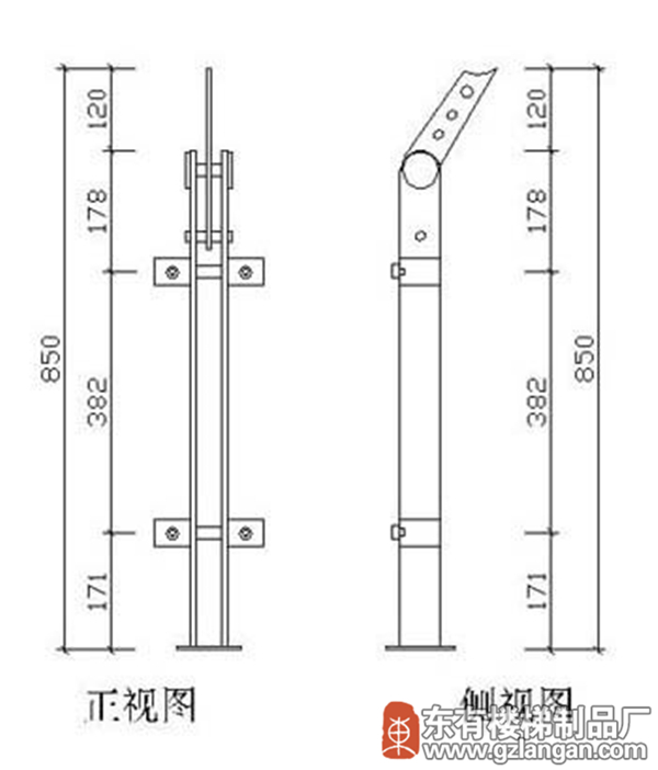 工程双扁玻璃不锈钢栏杆立柱(DY-8119)CAD图