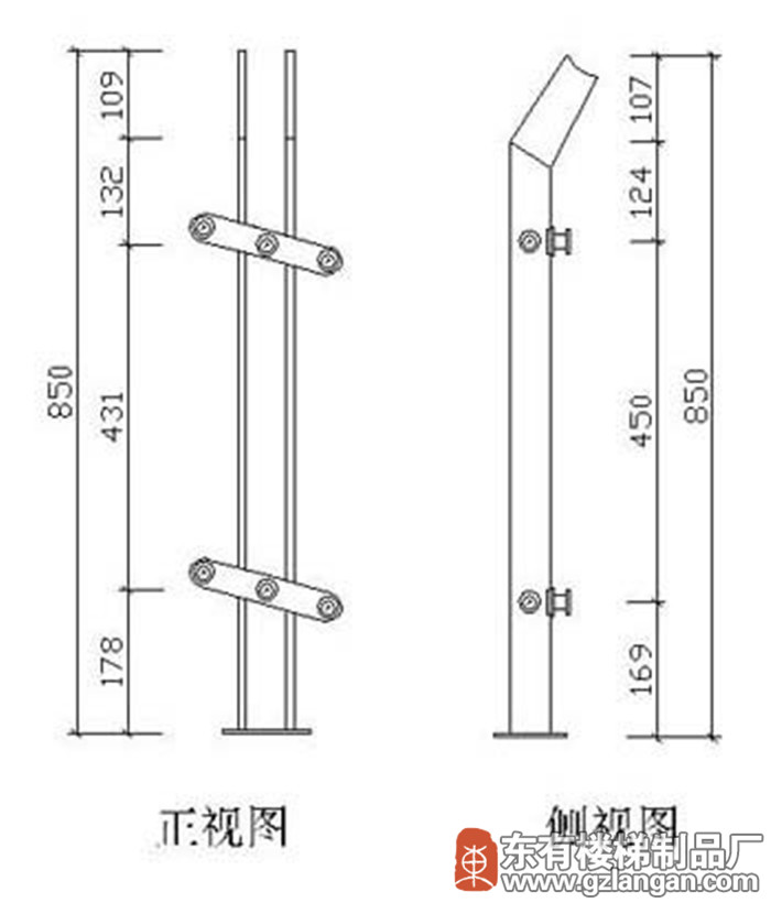 玻璃穿管不锈钢工程立柱(DY-8112)CAD图