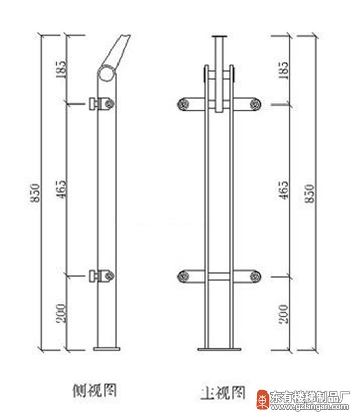 不锈钢玻璃扶手立柱(DY-8149)CAD图