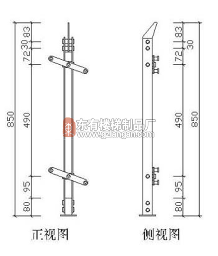 玻璃不锈钢工程楼梯立柱(DY-8148)CAD图