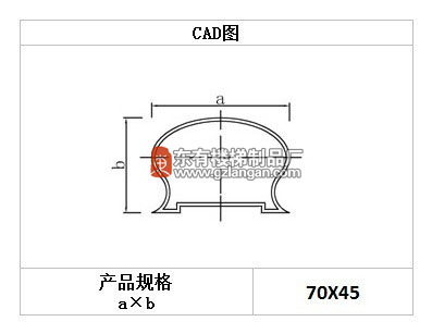 马蹄形带槽木扶手(M-001)CAD图